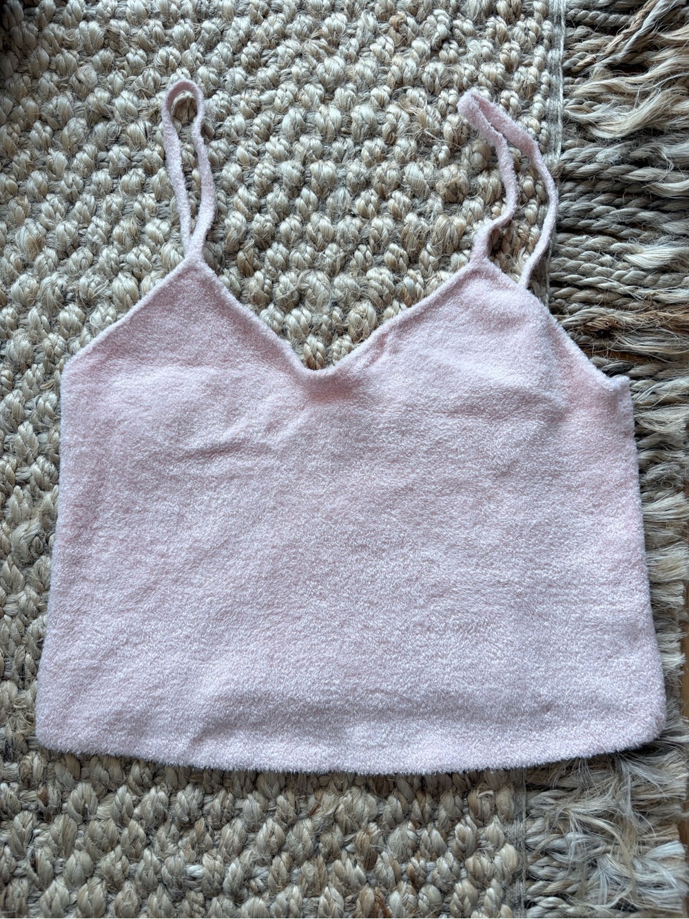 Alice + Olivia Pale Pink Terry Cloth Crop Camisole
